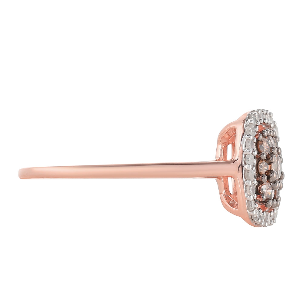 Anillo de Plata Bañada en Oro Rosa con Diamante Champagne y Diamante blanco 2 