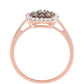 Anillo de Plata Bañada en Oro Rosa con Diamante Champagne y Diamante blanco