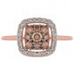 Anillo de Plata Bañada en Oro Rosa con Diamante Champagne y Diamante blanco