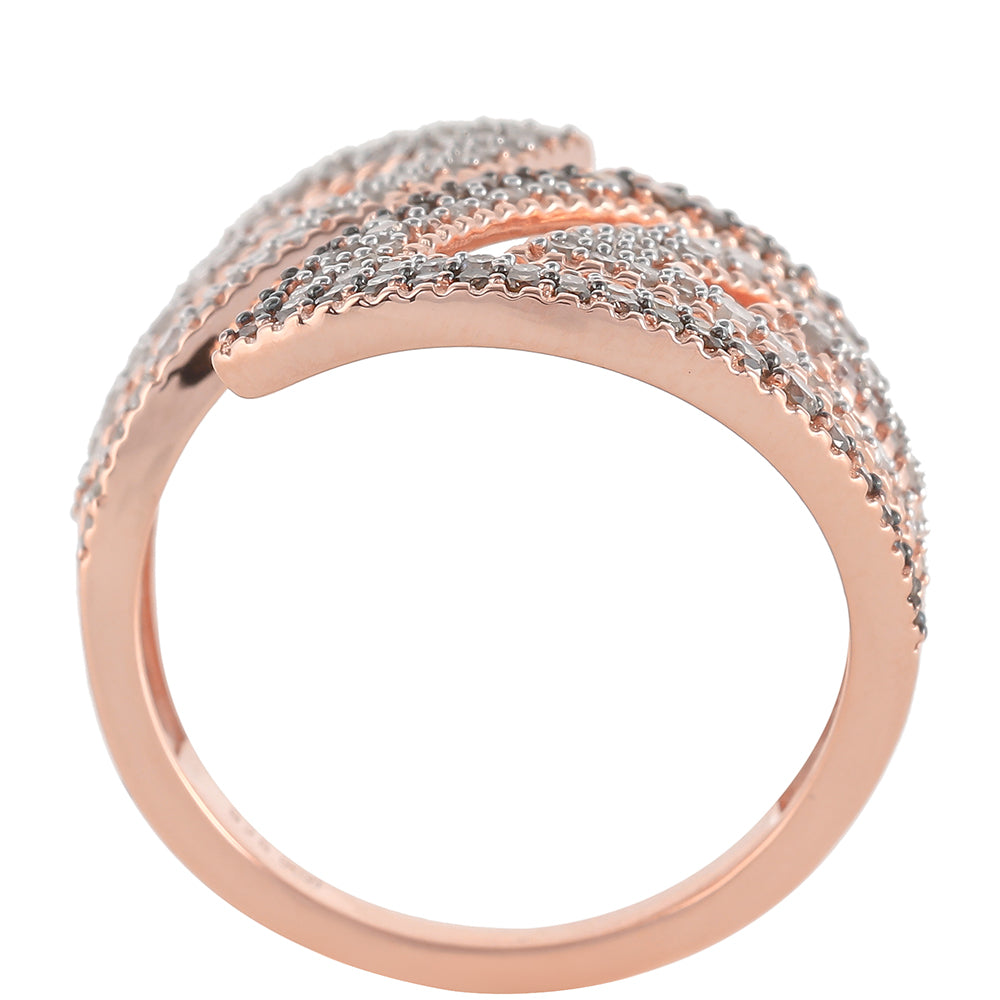 Anillo de Plata Bañada en Oro Rosa con Diamante Champagne y Diamante blanco 4 