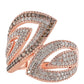 Anillo de Plata Bañada en Oro Rosa con Diamante Champagne y Diamante blanco