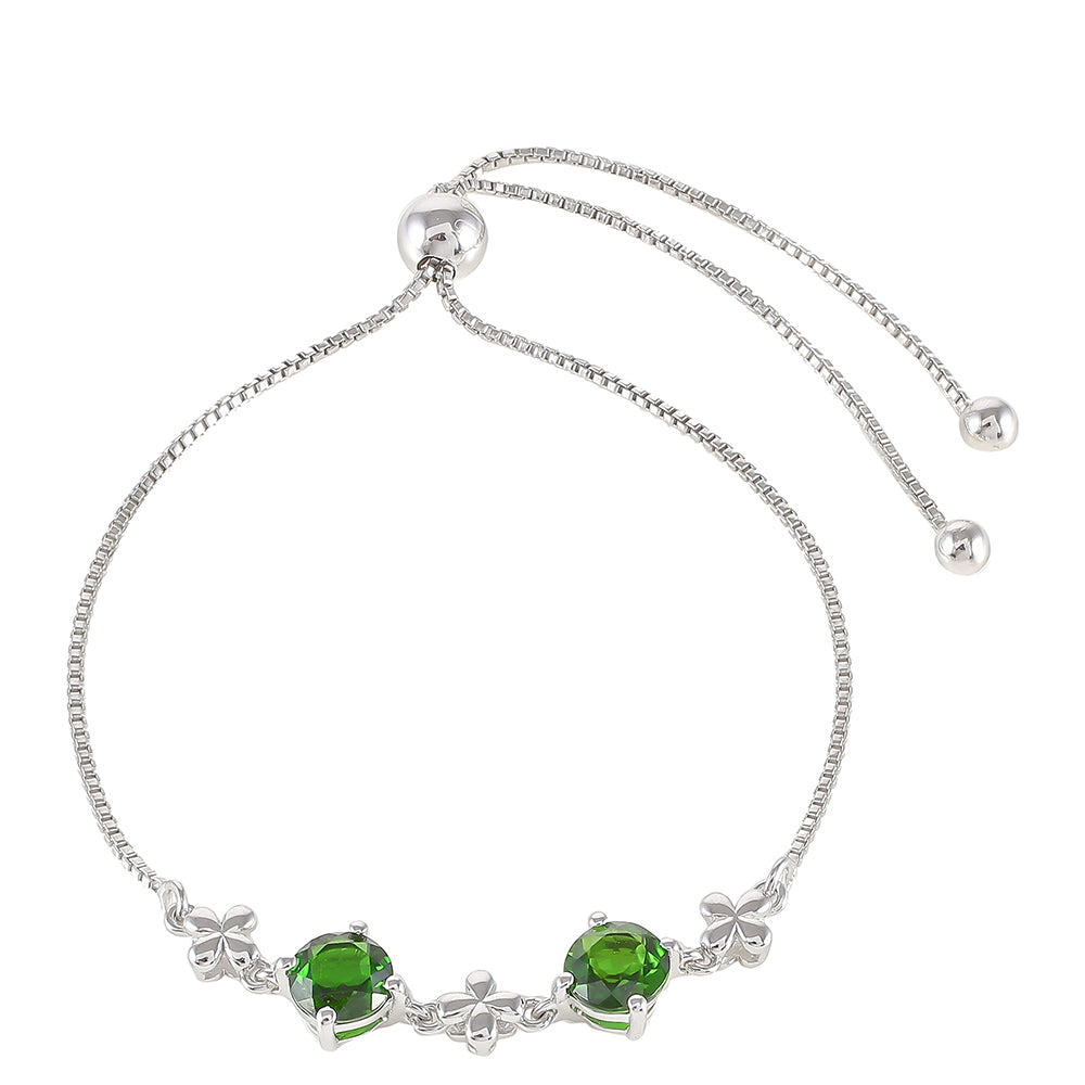 Pulsera de Plata con Diópsido de Cromo