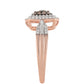 Anillo de Plata Bañada en Oro Rosa con Diamante Champagne y Diamante blanco