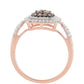 Anillo de Plata Bañada en Oro Rosa con Diamante Champagne y Diamante blanco
