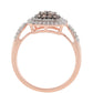 Anillo de Plata Bañada en Oro Rosa con Diamante Champagne y Diamante blanco