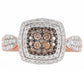 Anillo de Plata Bañada en Oro Rosa con Diamante Champagne y Diamante blanco