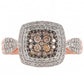 Anillo de Plata Bañada en Oro Rosa con Diamante Champagne y Diamante blanco