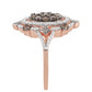 Anillo de Plata Bañada en Oro Rosa con Diamante Champagne y Diamante blanco