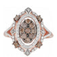 Anillo de Plata Bañada en Oro Rosa con Diamante Champagne y Diamante blanco