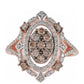 Anillo de Plata Bañada en Oro Rosa con Diamante Champagne y Diamante blanco