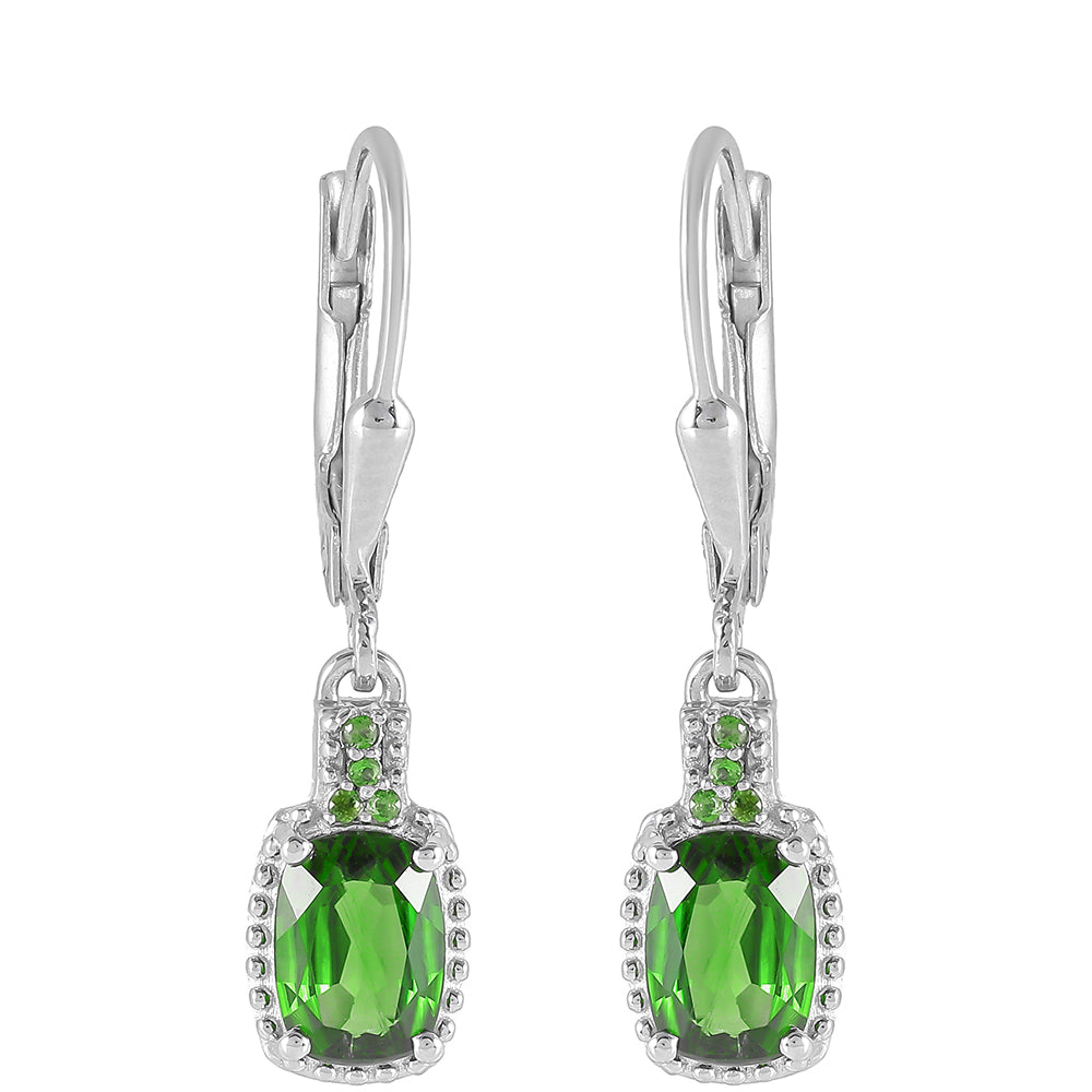 Pendientes de Plata con Diópsido de Cromo