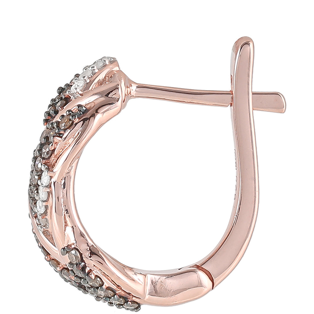 Pendientes de Plata Bañada en Oro Rosa con Diamante Champagne y Diamante blanco