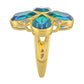 Anillo de Plata Bañada en Oro con Cuarzo Pavo Real y Topacio Blanco