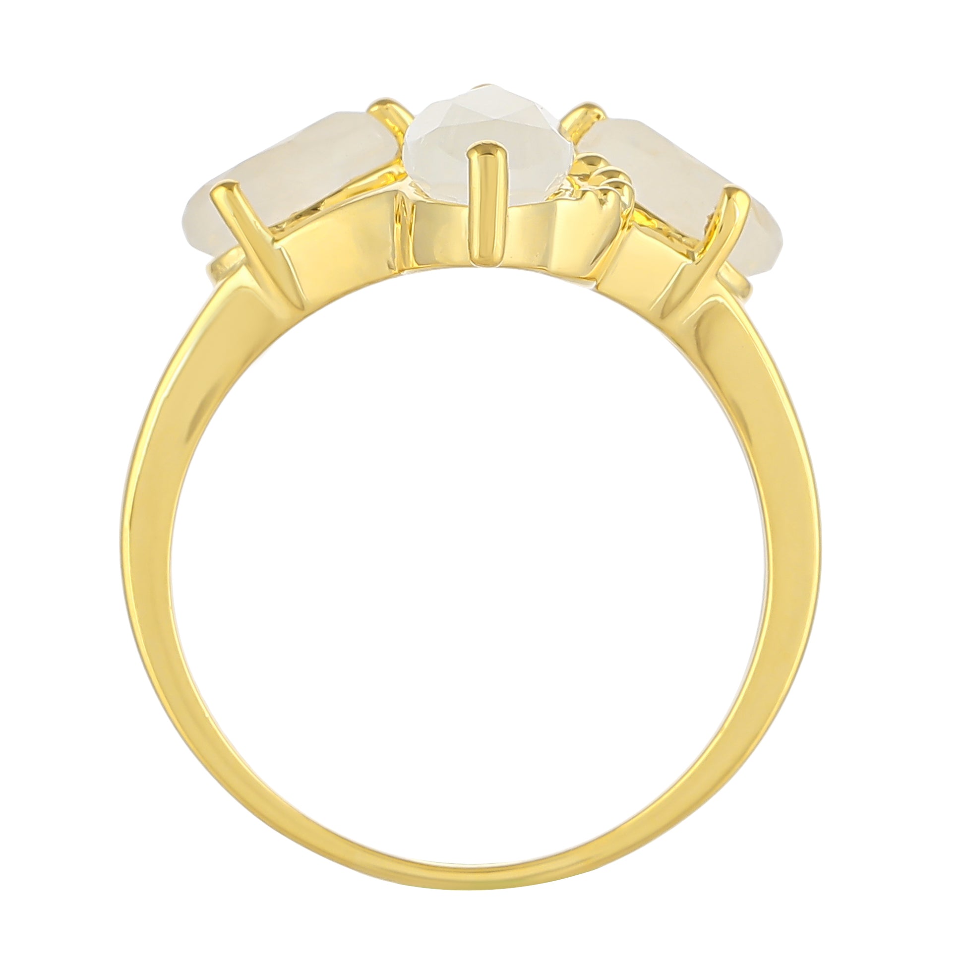 Anillo de Plata Bañada en Oro con Piedra Lunar Arco Iris 4 