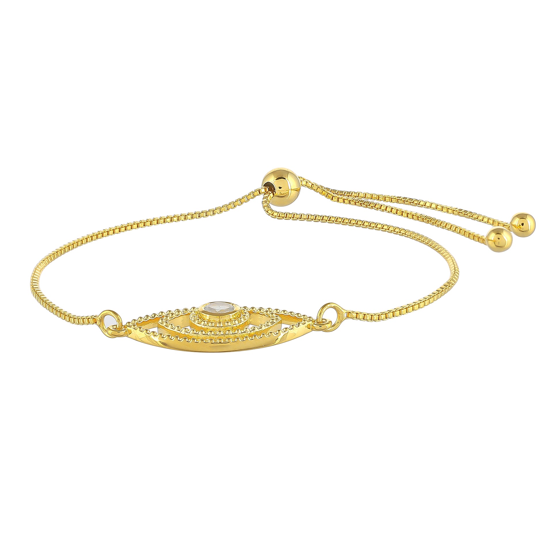 Pulsera de Plata Bañada en Oro con Piedra Lunar Arco Iris 2 