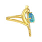 Anillo de Plata Bañada en Oro con Cuarzo Pavo Real y Topacio Blanco
