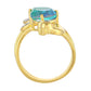 Anillo de Plata Bañada en Oro con Cuarzo Pavo Real y Topacio Blanco