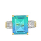Anillo de Plata Bañada en Oro con Cuarzo Pavo Real y Topacio Blanco