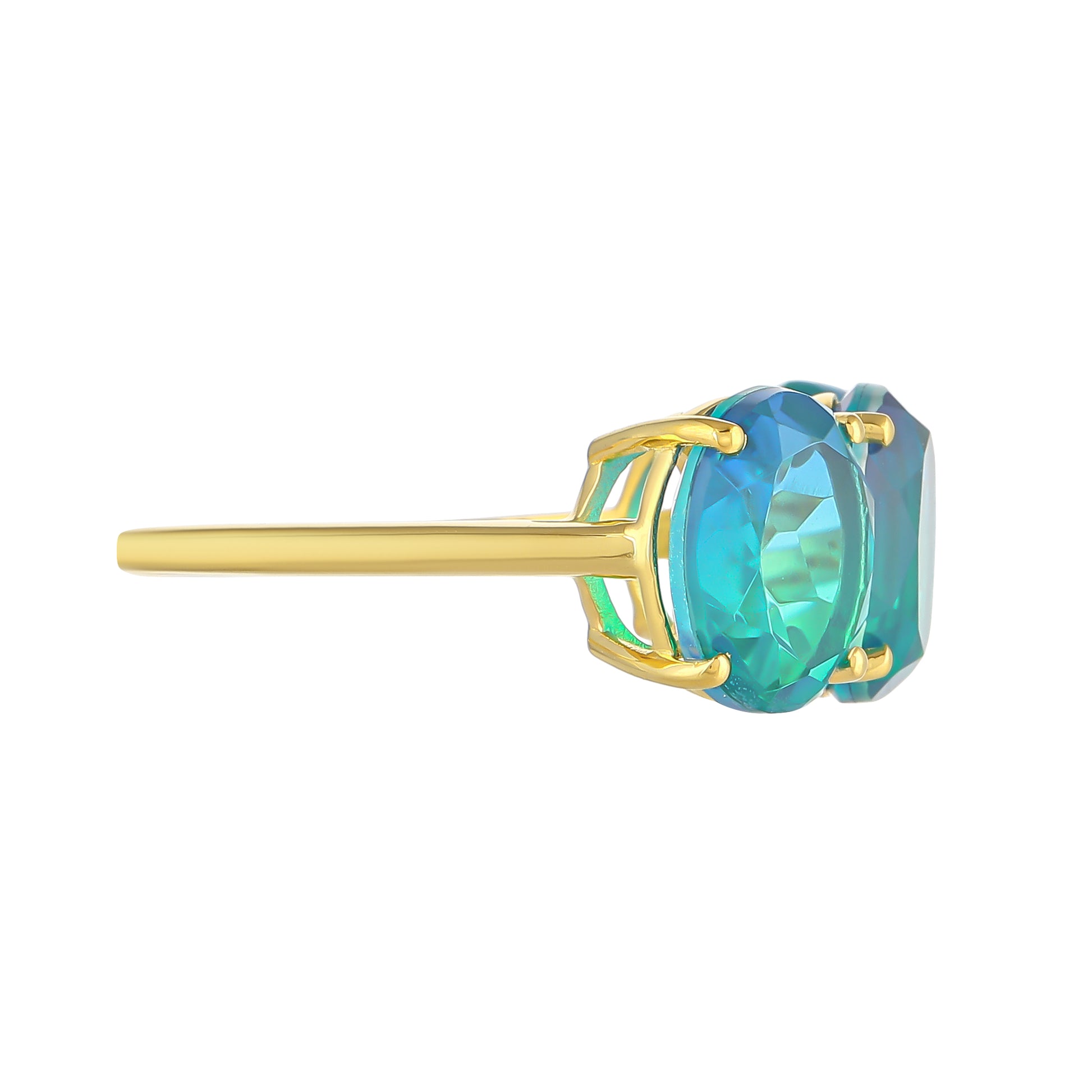 Anillo de Plata Bañada en Oro con Cuarzo Pavo Real 2 