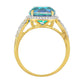 Anillo de Plata Bañada en Oro con Cuarzo Pavo Real y Topacio Blanco