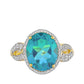 Anillo de Plata Bañada en Oro con Cuarzo Pavo Real y Topacio Blanco