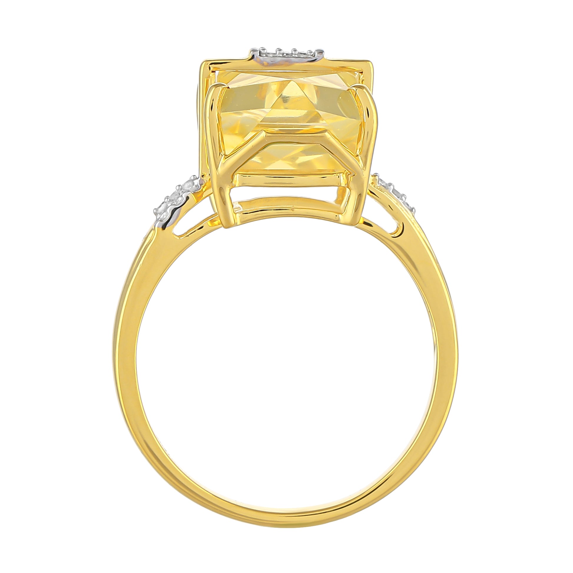 Anillo de Plata Bañada en Oro con Ópalo de fuego americano y Diamante blanco 4 
