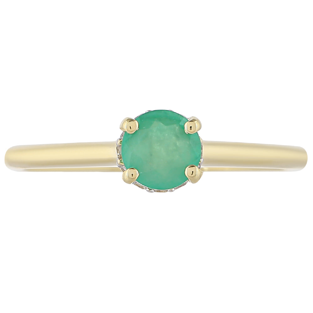 Anillo de Oro 9K con Esmeralda de Brasil y Topacio Blanco
