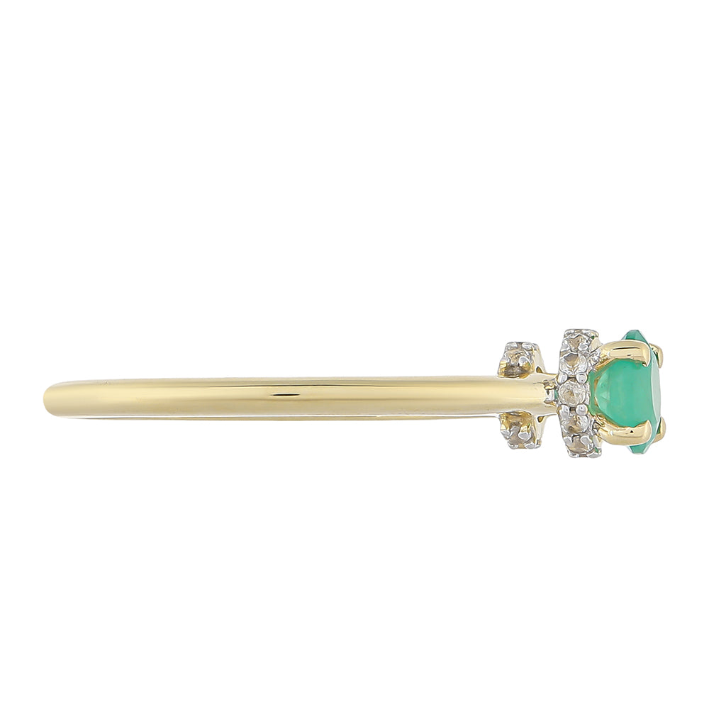 Anillo de Oro 9K con Esmeralda de Brasil y Topacio Blanco