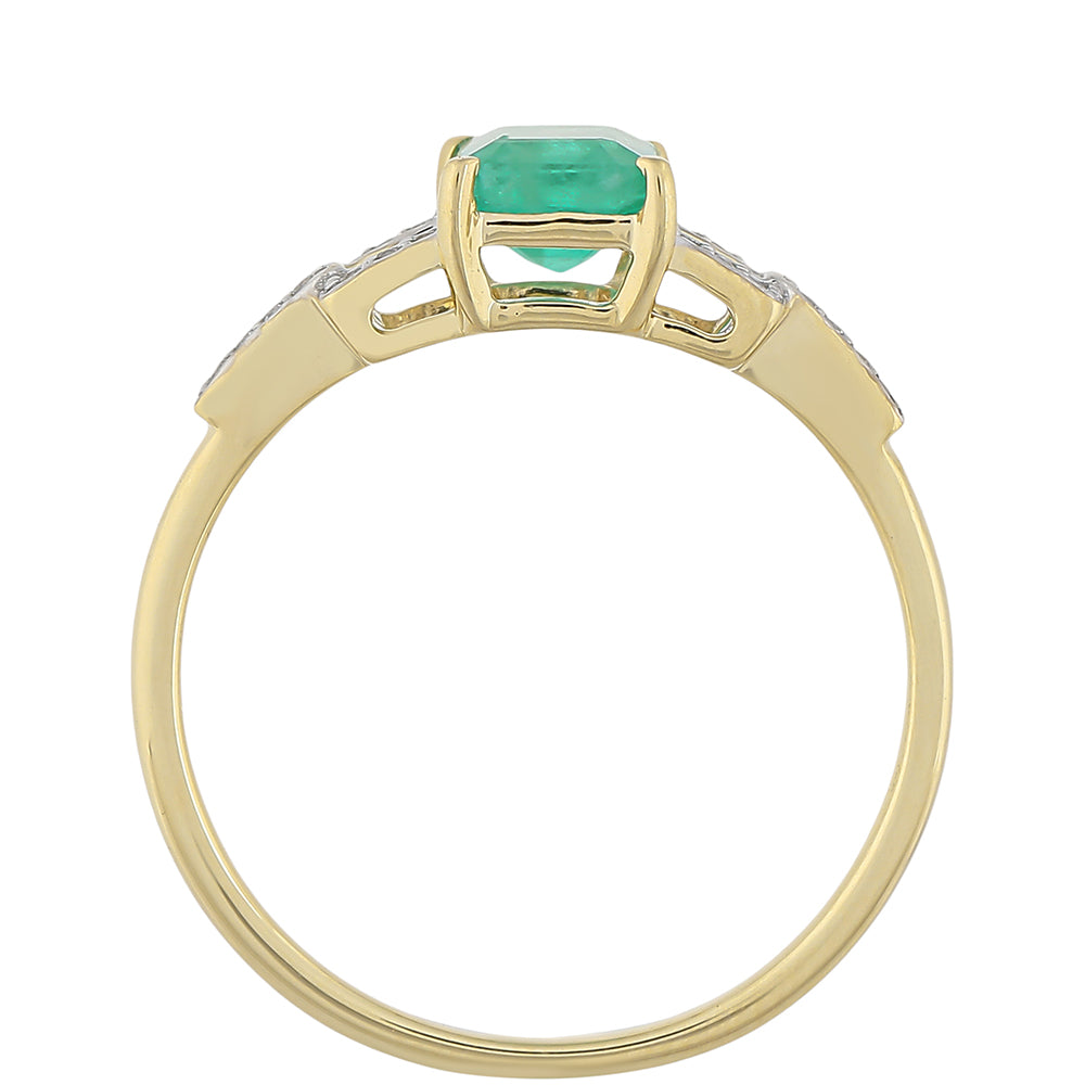 Anillo de Oro 9K con Esmeralda de Brasil y Topacio Blanco 4 