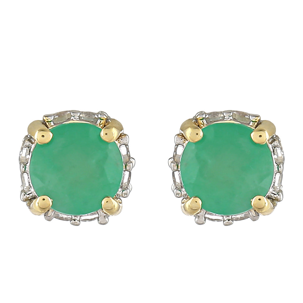 Pendientes de Oro 9K con Esmeralda de Brasil y Topacio Blanco 1 