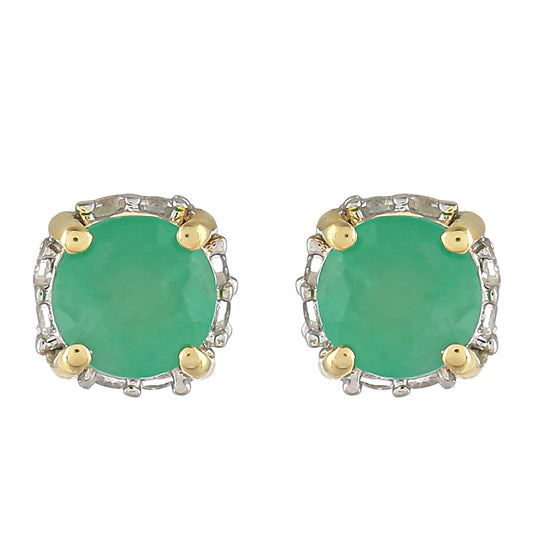 Pendientes de Oro 9K con Esmeralda de Brasil y Topacio Blanco