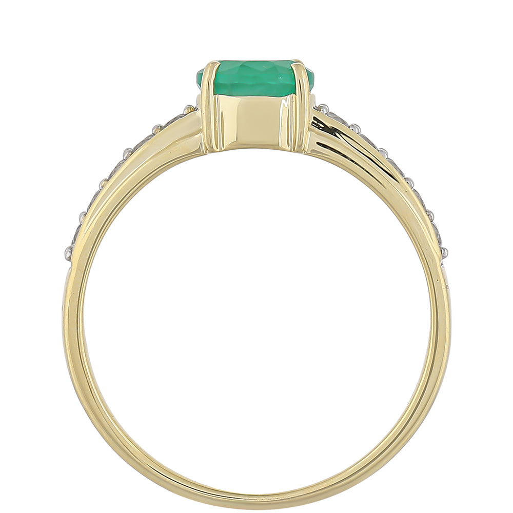 Anillo de Oro 9K con Esmeralda de Brasil y Topacio Blanco 4 