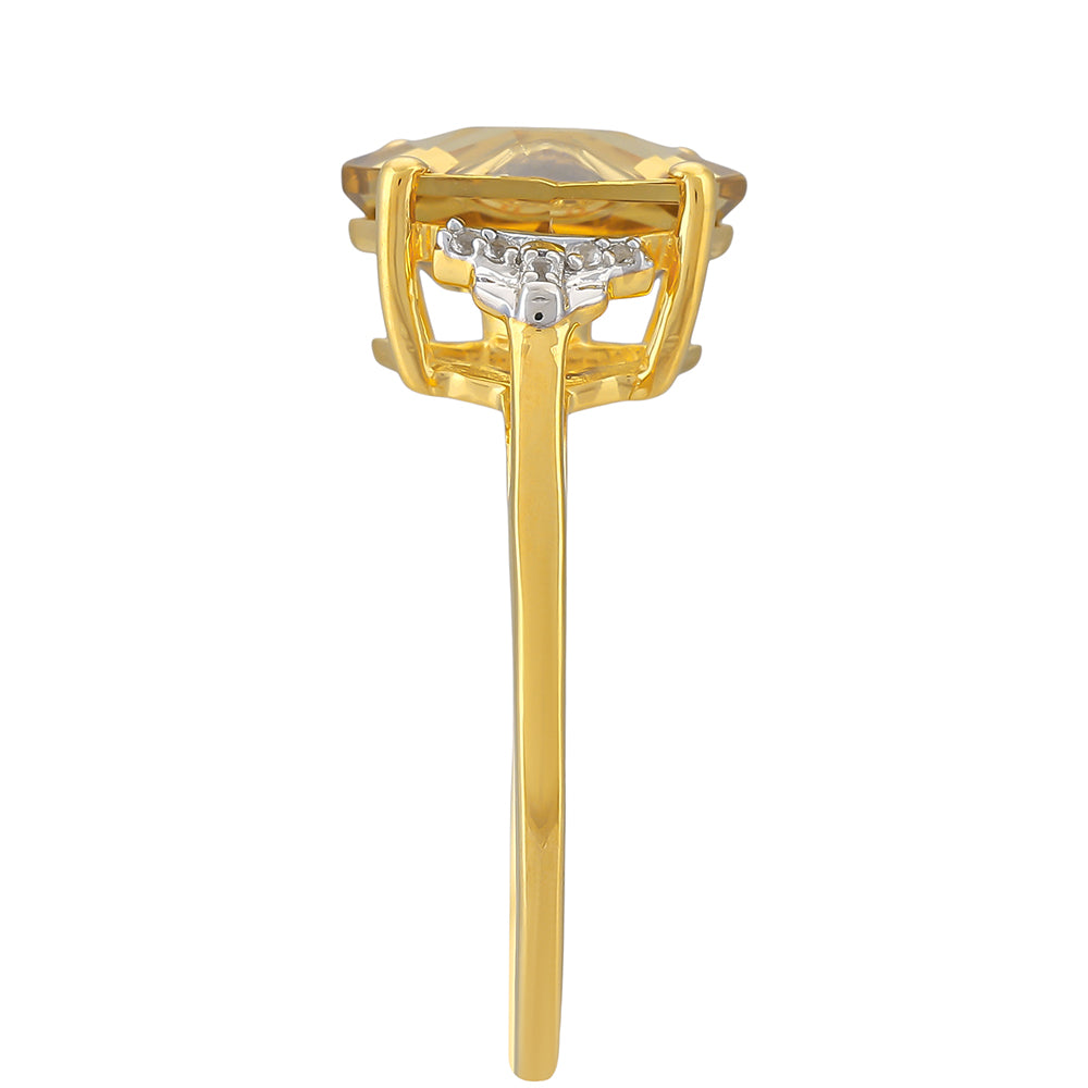 Anillo de Plata Bañada en Oro con Tanzanita y Cuarzo Champagne 3 