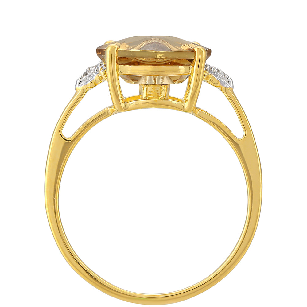 Anillo de Plata Bañada en Oro con Tanzanita y Cuarzo Champagne 4 
