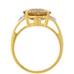 Anillo de Plata Bañada en Oro con Tanzanita y Cuarzo Champagne