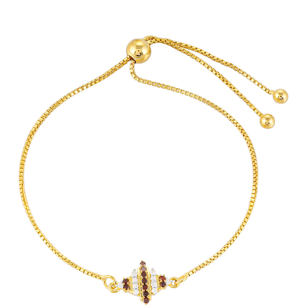 Pulsera de Plata Bañada en Oro con Diamante Rojo y Diamante blanco 1 