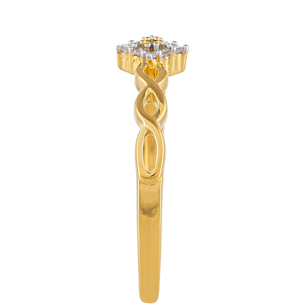 Anillo de Plata Bañada en Oro con Diamante Rojo y Diamante blanco 3 