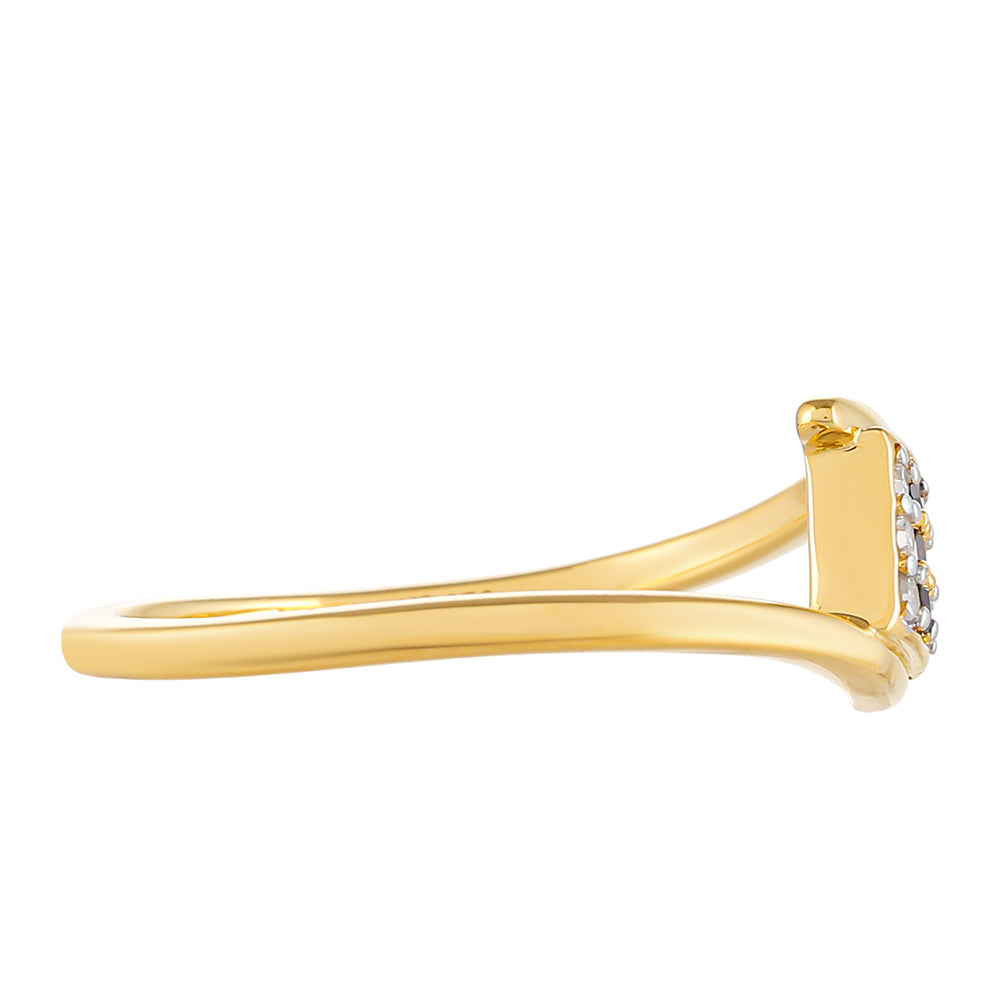 Anillo de Plata Bañada en Oro con Diamante Rojo y Diamante blanco