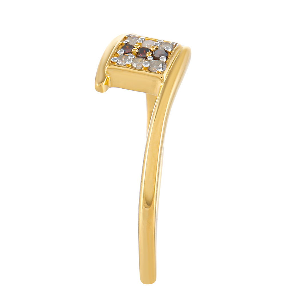 Anillo de Plata Bañada en Oro con Diamante Rojo y Diamante blanco 3 