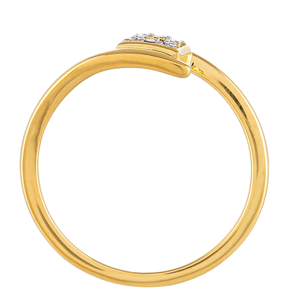 Anillo de Plata Bañada en Oro con Diamante Rojo y Diamante blanco 4 
