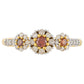 Anillo de Plata Bañada en Oro con Diamante Rojo y Diamante blanco