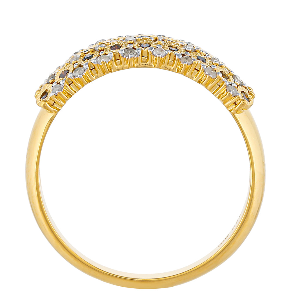 Anillo de Plata Bañada en Oro con Diamante Rojo y Diamante blanco 4 