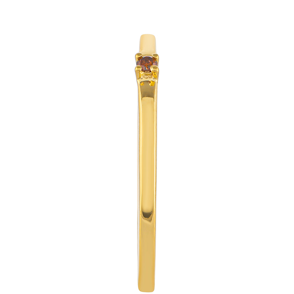 Anillo de Plata Bañada en Oro con Diamante Rojo