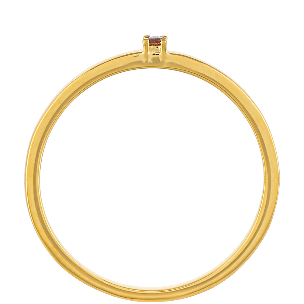 Anillo de Plata Bañada en Oro con Diamante Rojo 4 