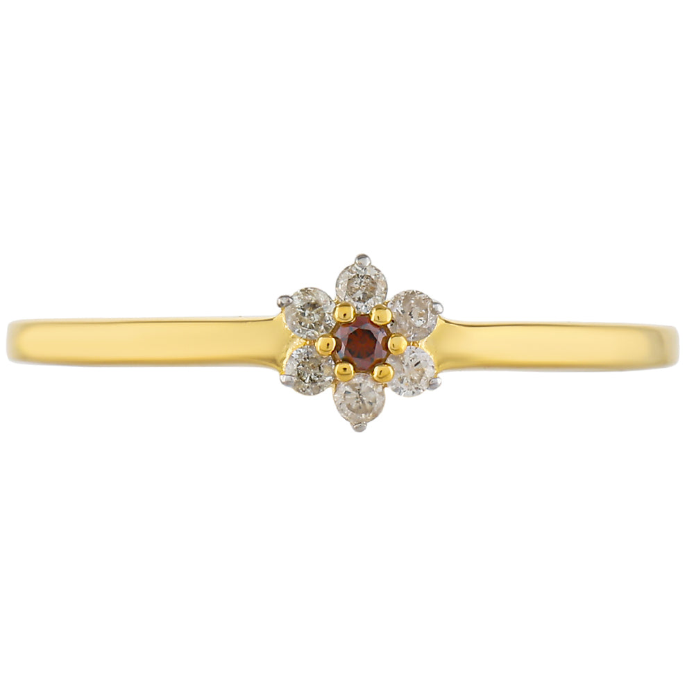 Anillo de Plata Bañada en Oro con Diamante Rojo y Diamante blanco 1 