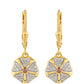 Pendientes de Plata Bañada en Oro con Diamante Rojo y Diamante blanco