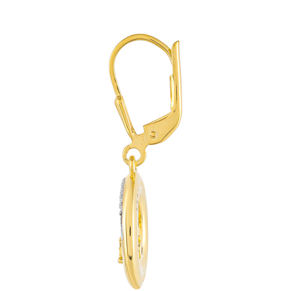 Pendientes de Plata Bañada en Oro con Diamante Rojo y Diamante blanco