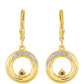 Pendientes de Plata Bañada en Oro con Diamante Rojo y Diamante blanco