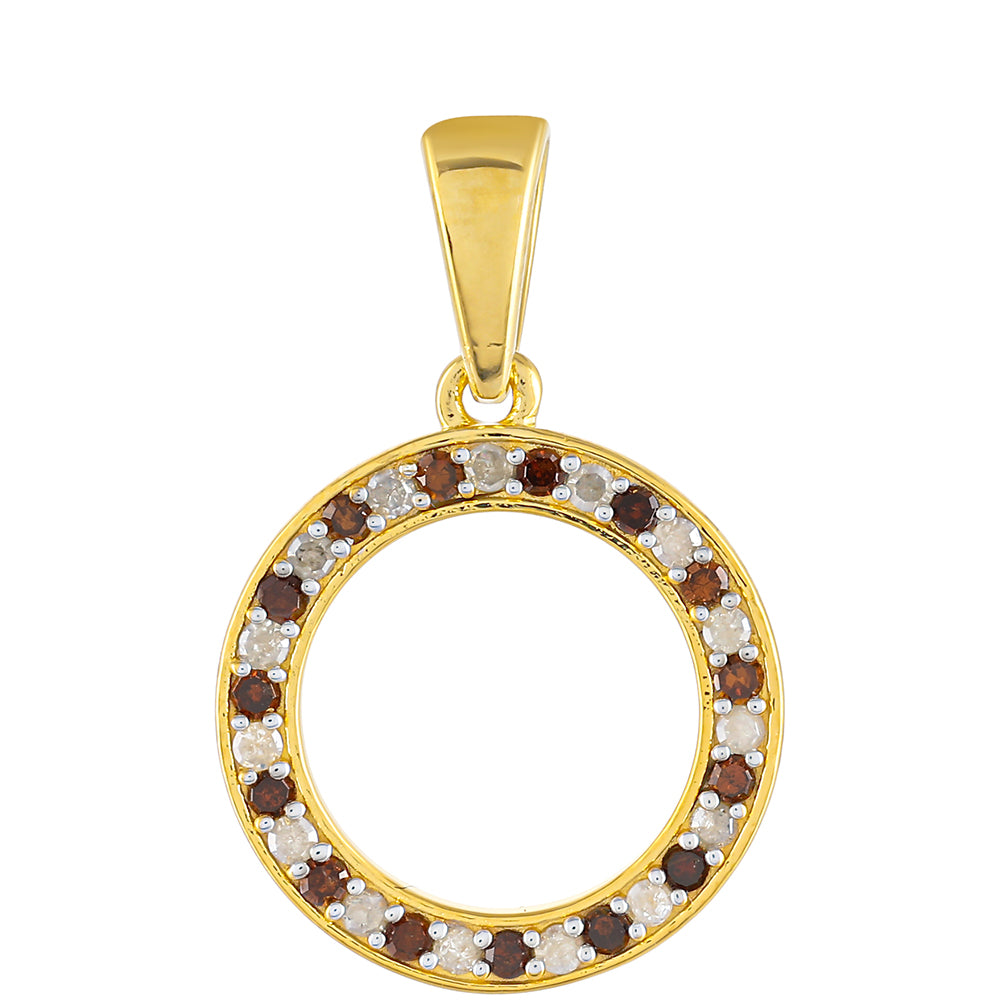 Colgante de Plata Bañada en Oro con Diamante Rojo y Diamante blanco 1 
