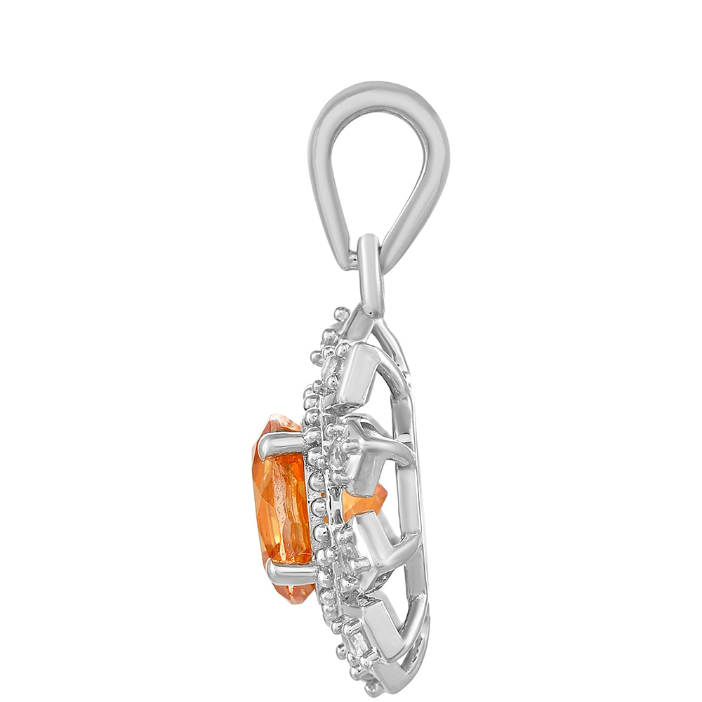 Colgante de Plata con Cuarzo Padparadscha y Topacio Blanco 2 